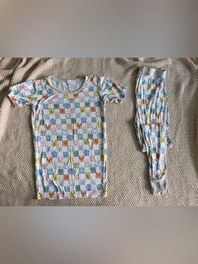 Little Sleepies Pastel Animal Faces Bamboo Pajama Set Size 12/14